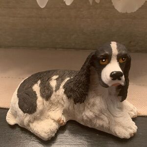 Springer Spaniel Realistic Black and White Dog Figurine
